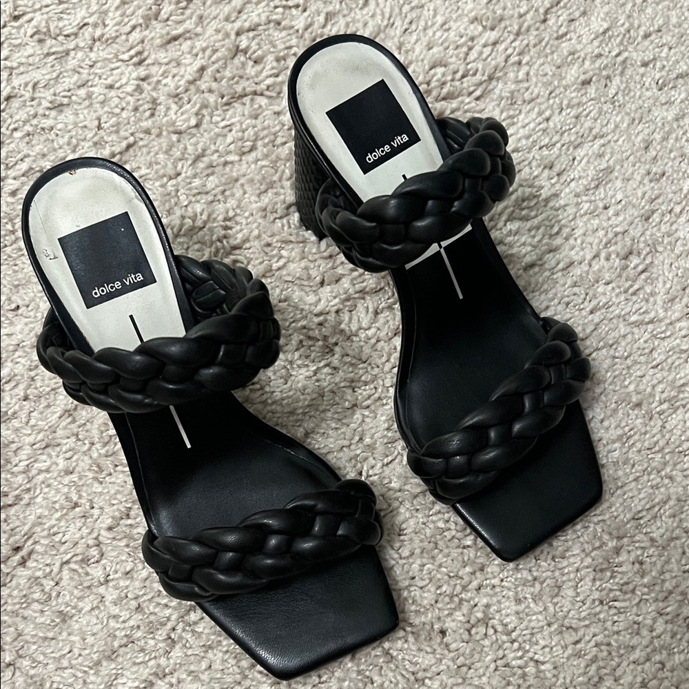 Dolce Vita Black Braided Heeled Sandals